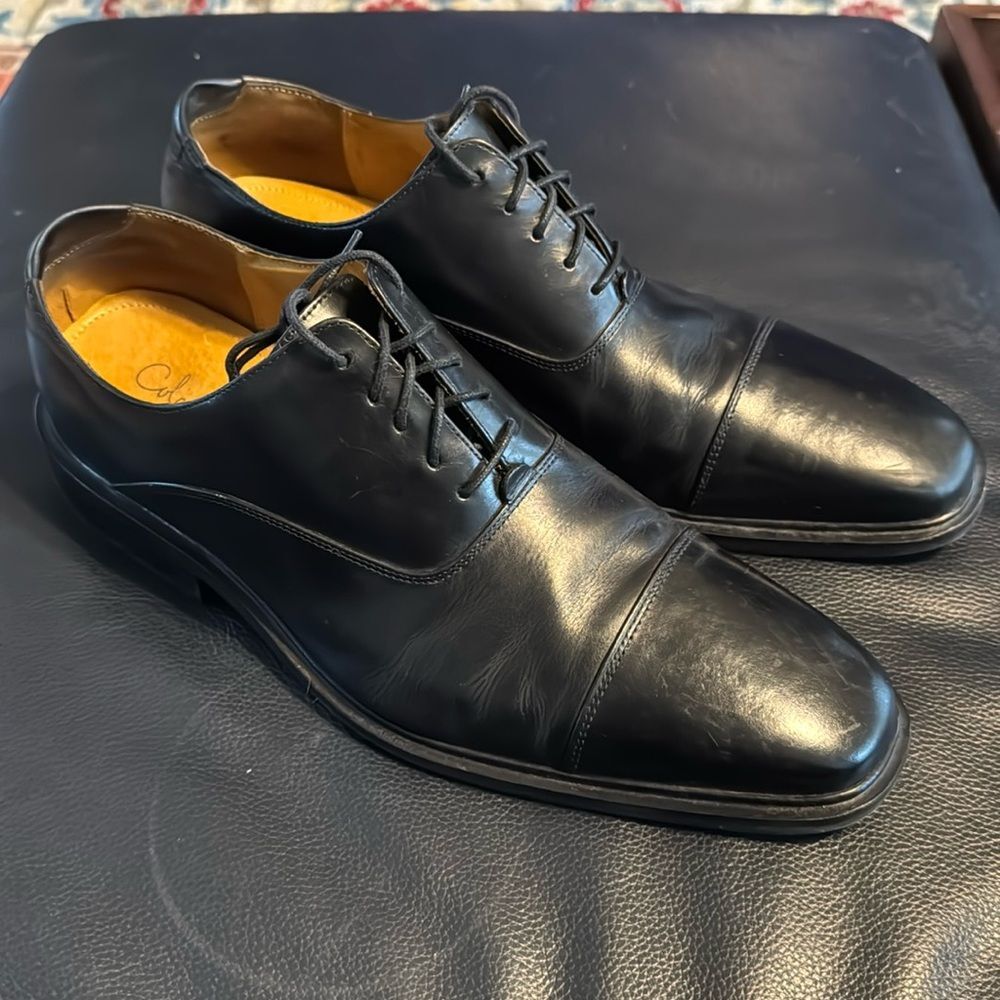 Cole Haan Air Madero Black Leather Cap Toe Nike Air Oxford Dress Shoes